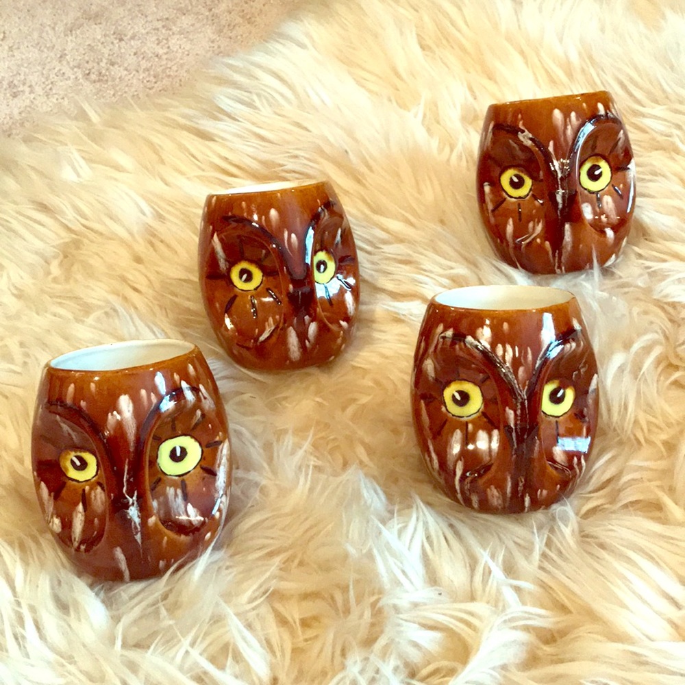 1970’s Vintage Ceramic Owl Mugs!
